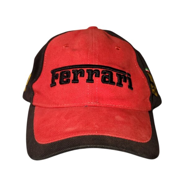 Ferrari Racing Idea Fila Vintage Adult One Size Strapback Hat Red Black Logo - Picture 1 of 8